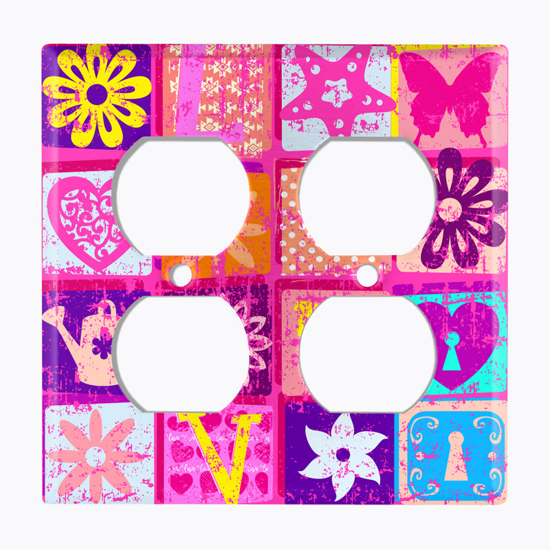 Patterned 2 - Gang Duplex Outlet Standard Wall Plate