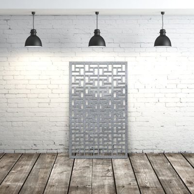 Panneau d'intimité géométrique en aluminium brique découpé au laser - Art mural extérieur thermolaqué en métal, paravent de clôture décoratif pour clôture de jardin
