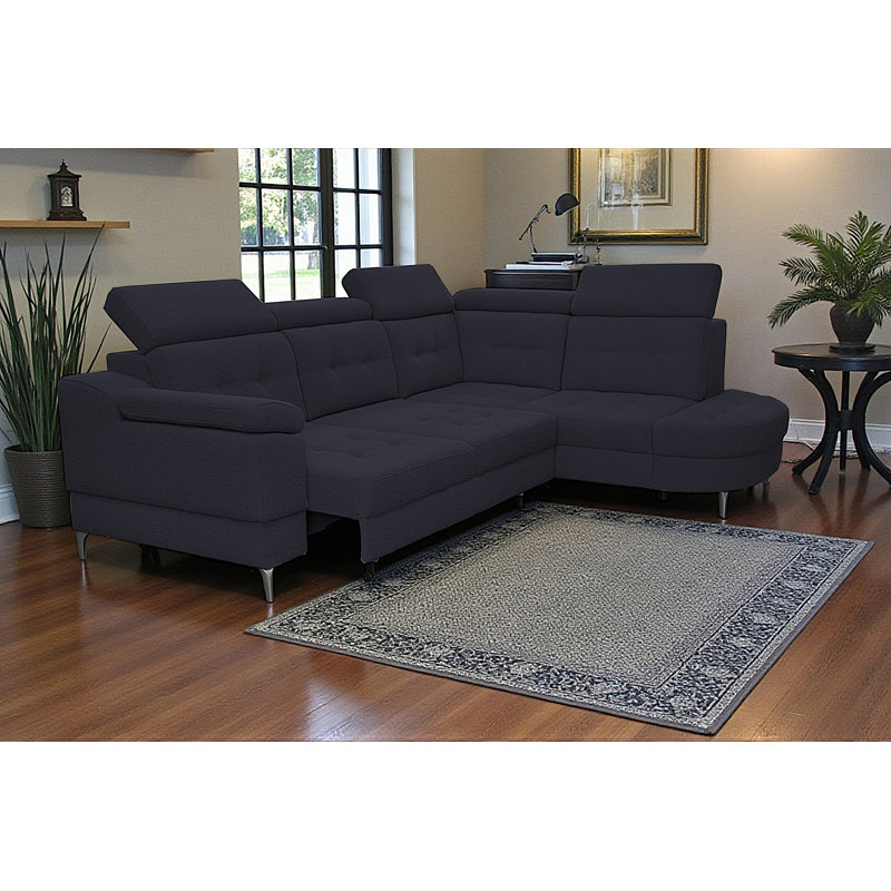 5 Seater Corner Sectional, Black, Right Hand Facing