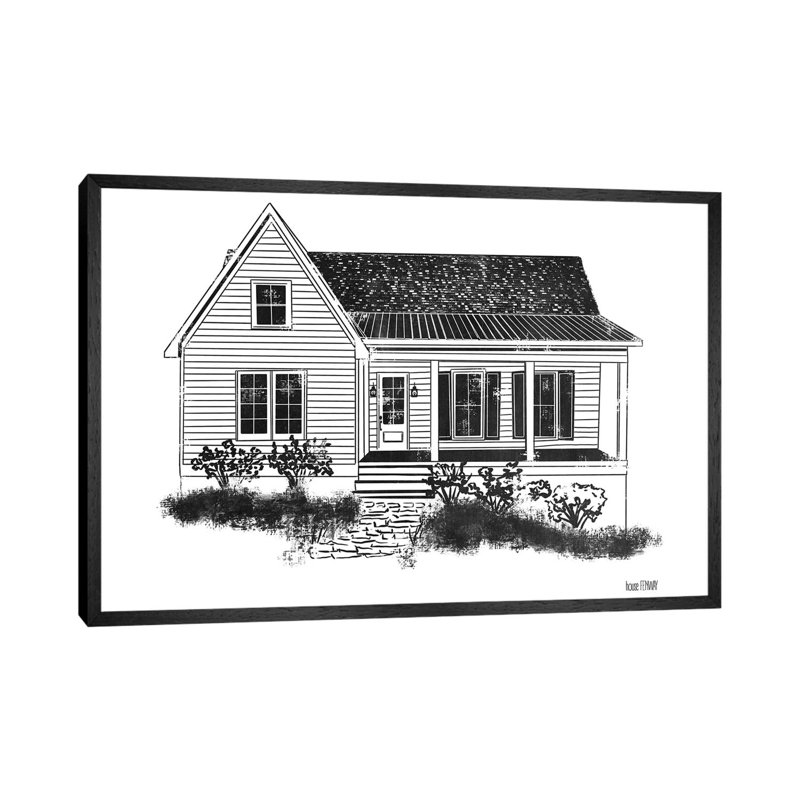 Farmhouse I by House Fenway - Print on Canvas, 45.72cm H x 66.04cm W x 3.81cm D, Black Framed