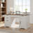 59" Farmhouse Office Desk With  Charging Station & Storage Cabinet, Barn Door Design Home Office Study Desk With File Drawer, Monitor Stand And Keyboard Tray For Office, Study, Living Room, White-123266656