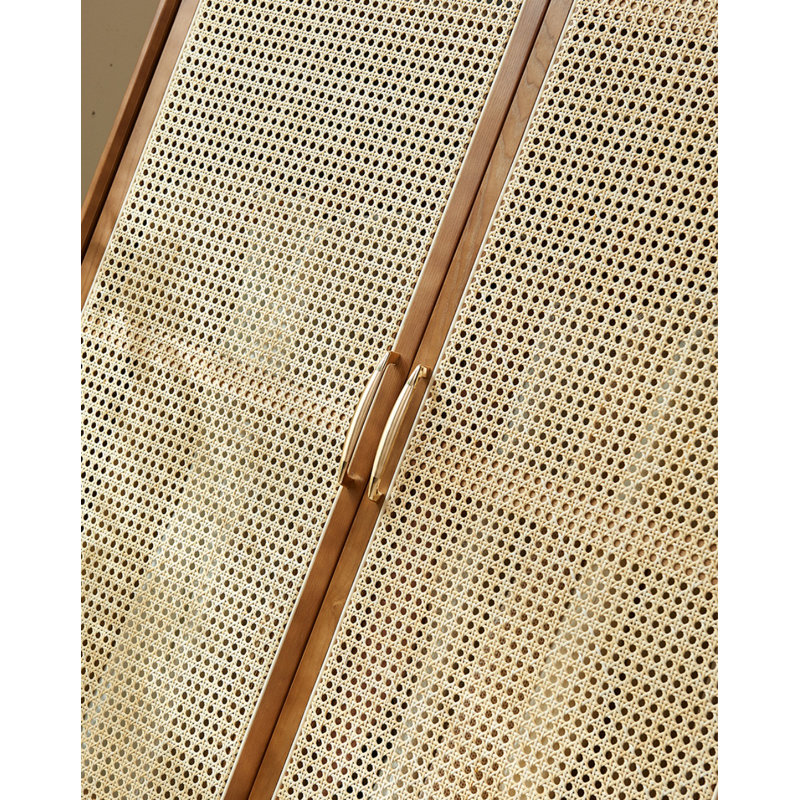 Rattan Woven Simple Wardrobe, Walnut
