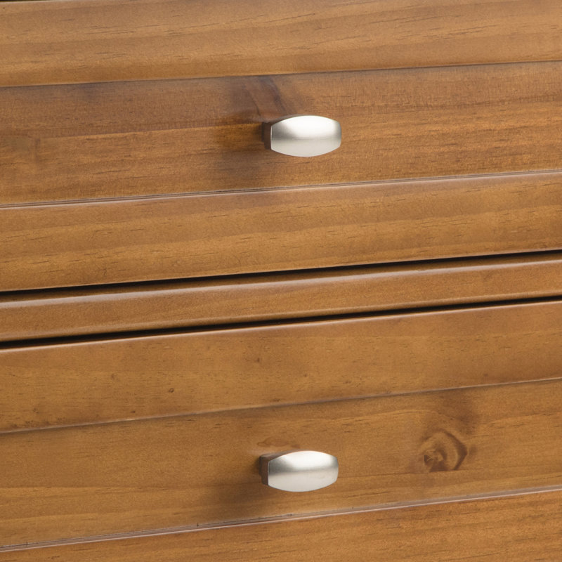 Light Golden Brown Solid Wood 2-Drawer Nightstand with Nickel Pulls