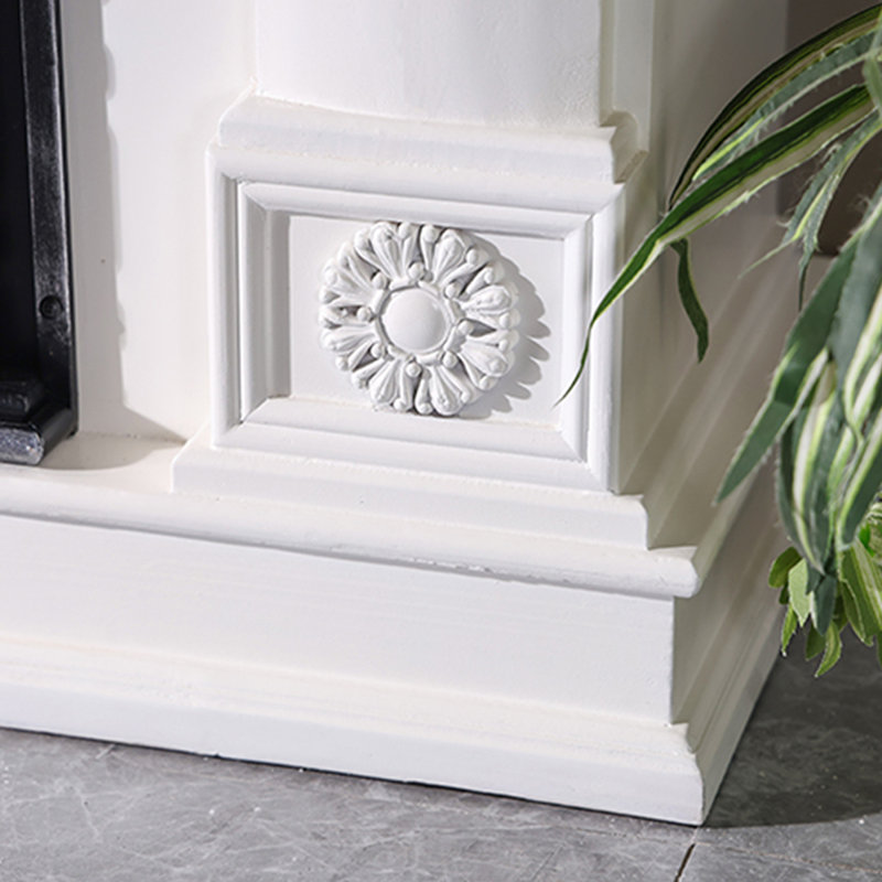 White Solid Wood Freestanding Electric Fireplace