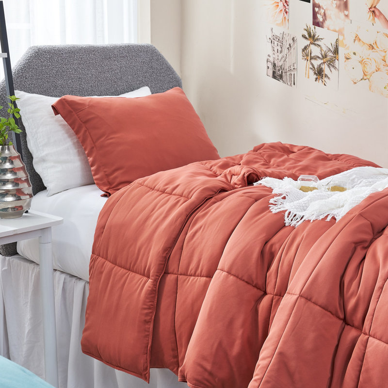 Ensemble d'édredon surdimensionné Coma, Édredon pour lit simple TG + 1 taie décorative, Orange