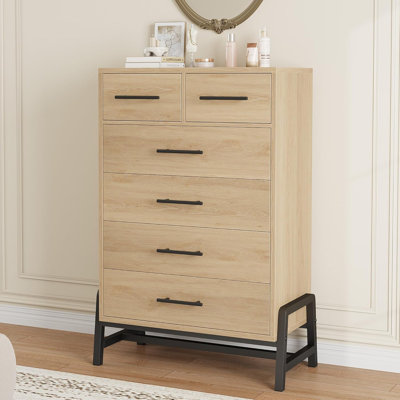 Commode 4 + 2 pour la chambre à coucher, commode haute 46,6 po, tiroir haut avec rangement autoportant, commode en bois pour commode pour le salon, la chambre à coucher, le vestibule