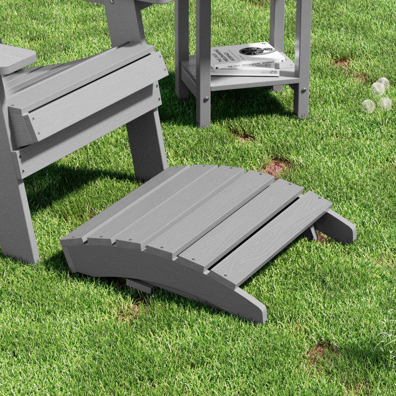 Repose-pieds extérieur en plastique Kacy-Leigh Adirondack, Gris