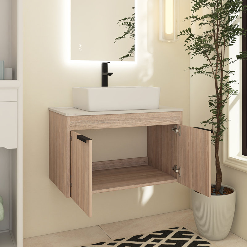 Ensemble de meuble-lavabo simple 29,53 po avec plateau en céramique Evonnie