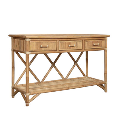 54'' Wide 3 Drawer Rattan Wood Sideboard