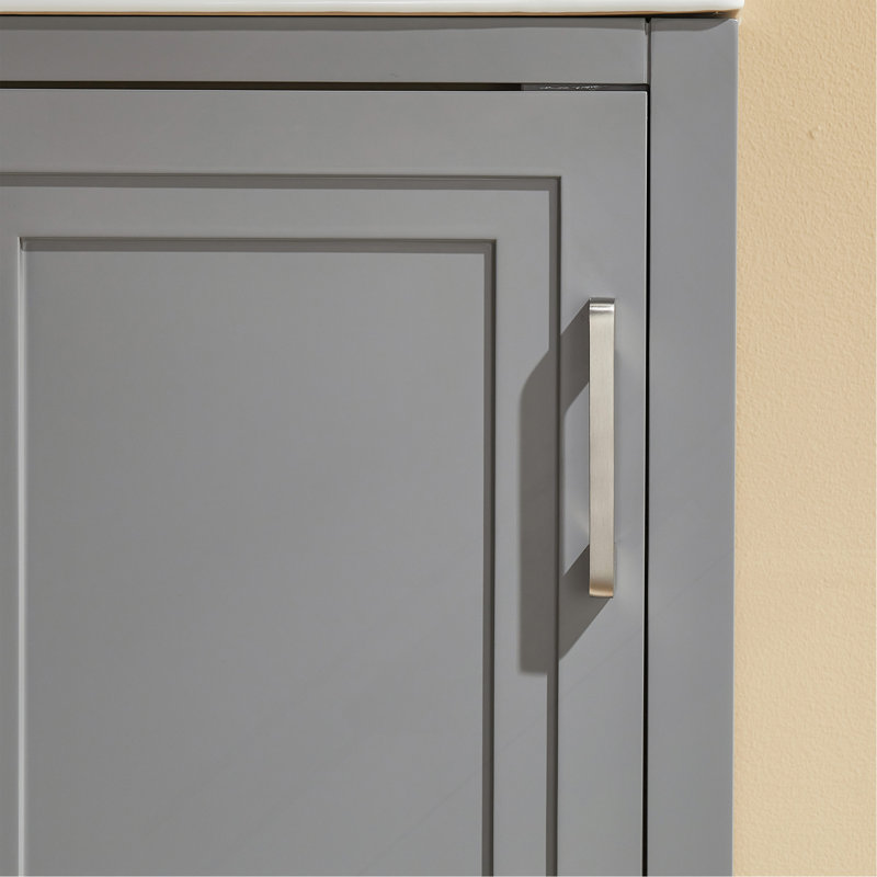 Ensemble de meuble-lavabo simple autoportant 18 po avec 2 poignées entièrement assemblé, Gris