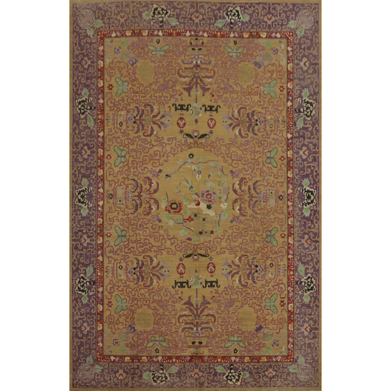 Tapis oriental à motif végétal colorant Art Deco 12 x 16