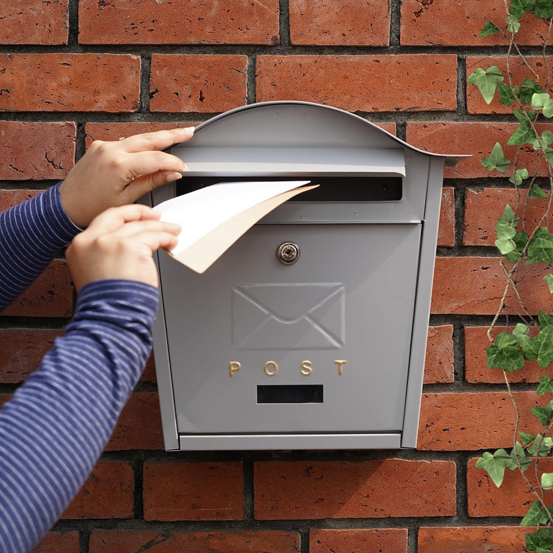 Vic Iron Wall Mounted Post Box, Grey