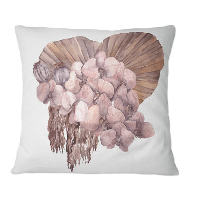 Bouquet de fleurs séchées et de feuilles d'herbe de Pampa III - coussin décoratif traditionnel