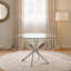 Round Dining Table, 35.5" Glass Dining Table with Silver Legs, Modern Kitchen Table for Home Kitchen, Dining Room