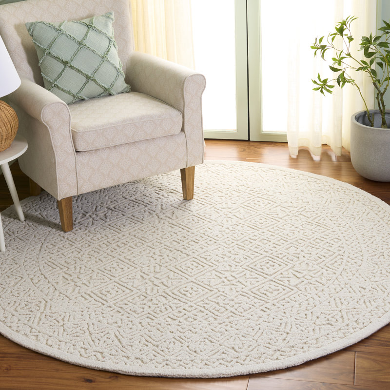 Textural 109 Hand Tufted 80% Wool; 20% Cotton Geometric Shapes Rug, Round 6'