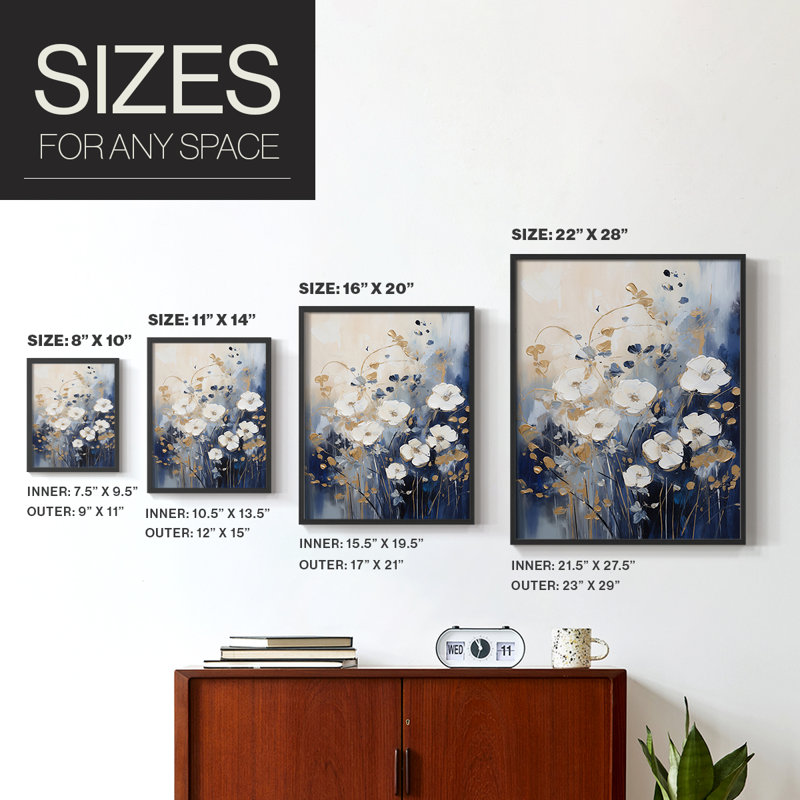 FLORAL Series CECII - Impression encadrée de qualité supérieure - Prêt à accrocher - Aucun clou requis, H 11 po x l 9 po