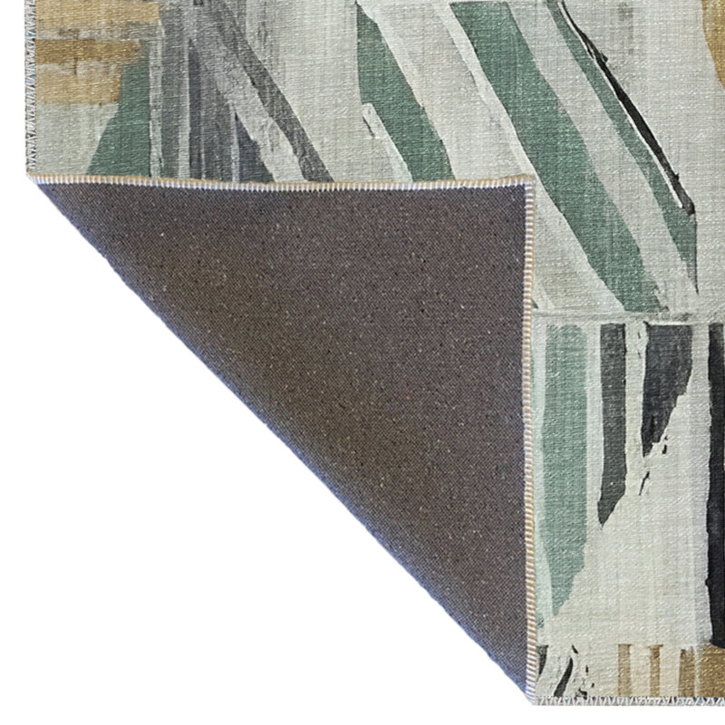 Tapis en polypropylène à motif rayé de couleur turquoise Neola, Tapis de couloir 2 pi 7 po x 6 pi 7 po