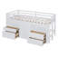 Lit mezzanine simple avec 4 tiroirs, sous l'armoire et les tablettes