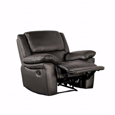 Black Finish Transitional Manual With Recliner Function Chair Pillow Arms Welt Trim Primary Living Room