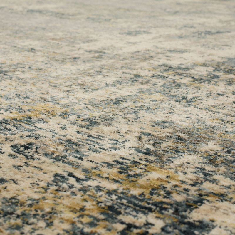 Gray Abstract Synthetic 5' x 7' Stain-Resistant Area Rug