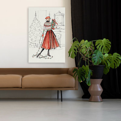 Holiday Fashionistas II - Béret noir chic, art de Noël