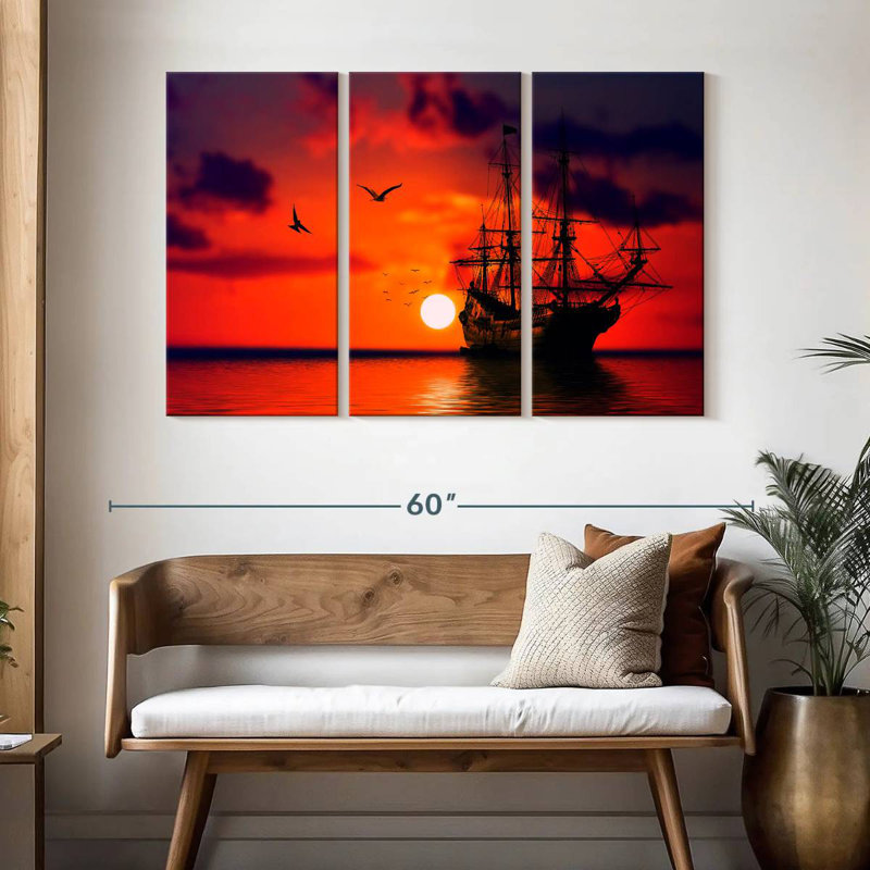 Mehar Ship Sunset, 32" H x 50" W
