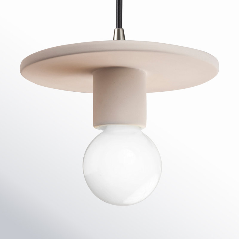Luminaire suspendu à 1 lumière Leni, Bisque, Nickel brossé