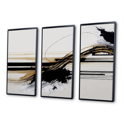 Golden Minimalist Abstract II - ensemble d'art mural moderne sur toile