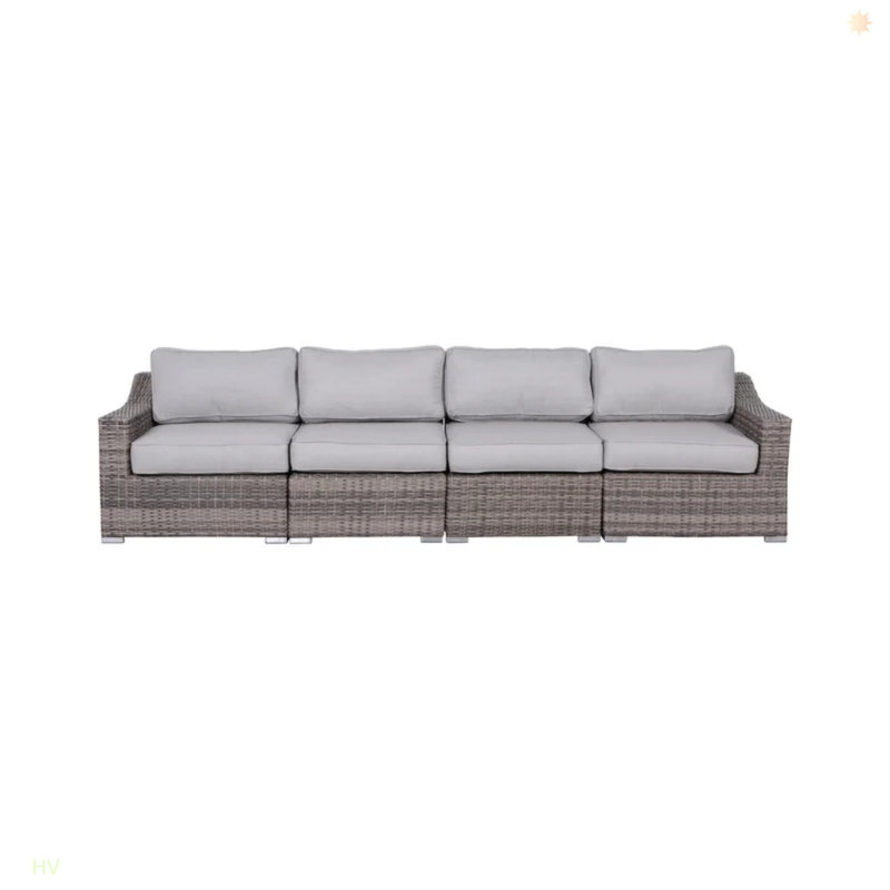 Ensemble de conversation modulaire en rotin 4 pièces avec coussins 4 pièces