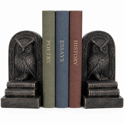 Resin Gold Owl Bookends, Set of 2