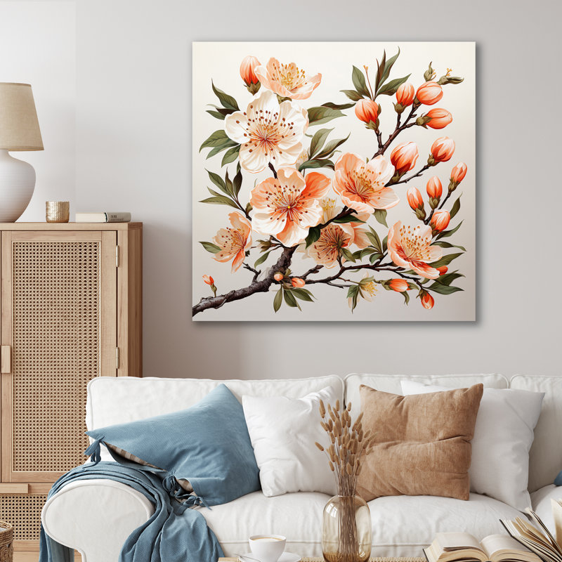 «Peach Blossom Bliss III», reproduction sur toile, H 24 po x l 24 po x P 1 po, Toile tendue