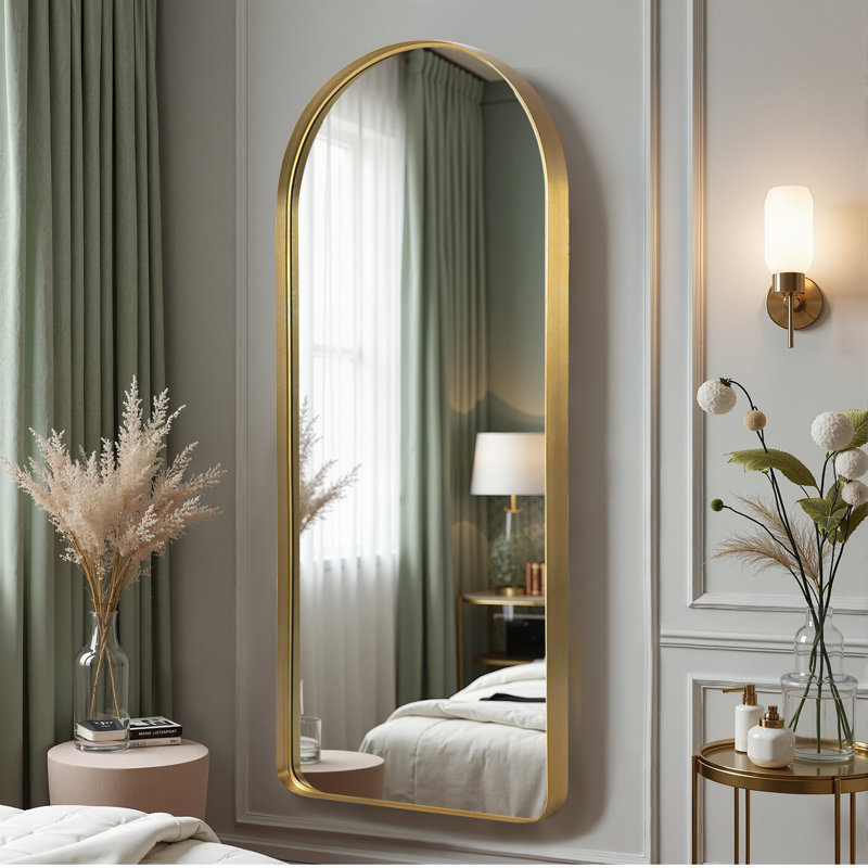 Miroir de plancher Arch, Doré