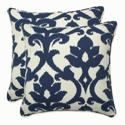 Bosco Damask Outdoor Reversible Throw Pillow