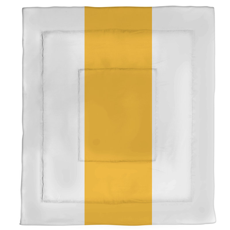 Modern & Contemporary Percale Striped Comforter, Twin Comforter, White/Pittsburgh Gold/White