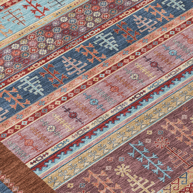 Machine Washable Indoor/Outdoor Meredith ACN2160 Striped Rug, Rectangle 5 pi x 7 pi 6 po