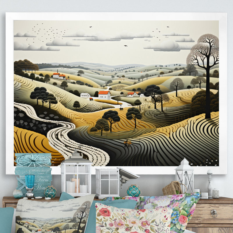Farm Farm - Impression sur toile, H 12 po x l 20 po x P 1 po, Cadre photo blanc