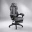 Fauteuil de bureau de direction inclinable de style course automobile avec repose-pieds, noir et gris, massage par vibrations et chauffage lombaire