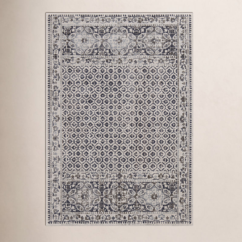 Tapis oriental gris anthracite / ivoire Chander, Rectangle 7 pi 10 po x 10 pi
