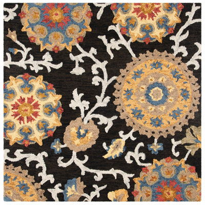 Tapis floral en laine touffeté à la main Emrick