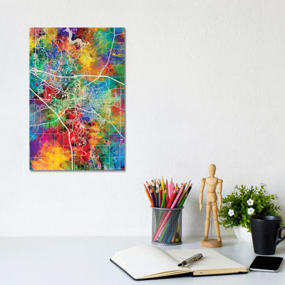 Iowa City Map I by Michael Tompsett - Wrapped Canvas Gallery-Wrapped Canvas Giclée