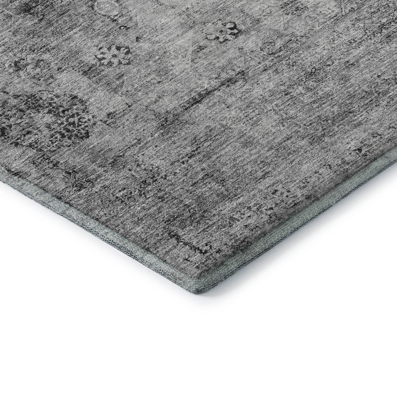 Premium Machine Washable Prisco Gray Rug, Rectangle 5' x 7'6"
