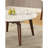 Modern Round White Marble Coffee Table with Solid Wood Tapered Legs, Elegant Circular Accent Table for Living Room, Apartment