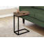 Table d'appoint, en forme de C, bout, côté, collation, tiroir de rangement, salon, chambre à coucher, stratifié brun, métal noir, contemporain, moderne
