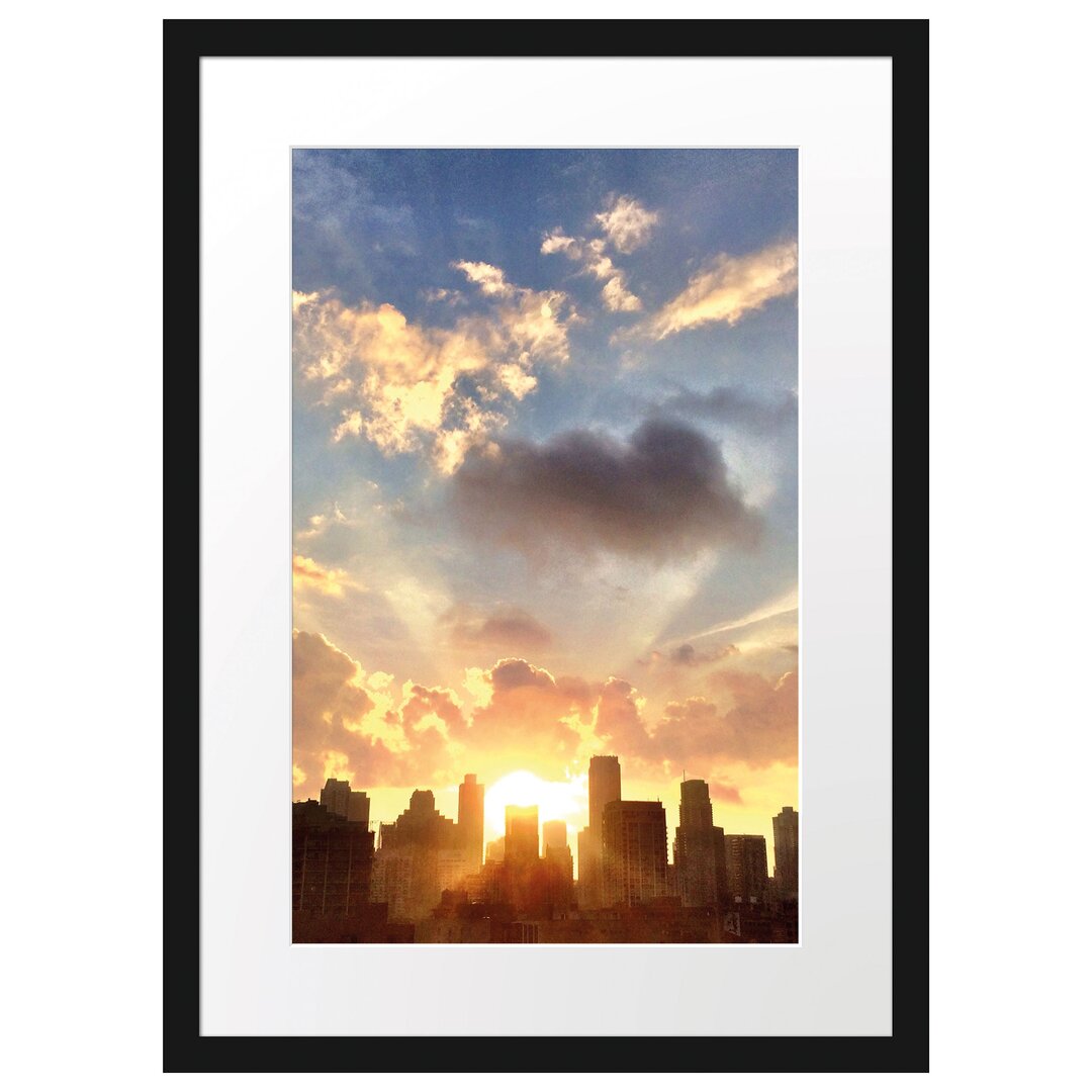 Gerahmtes Poster Chicago Skyline im Sonnenaufgang