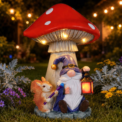 Solar Powered Tiki Figure with Lighted Torch Garden Statue