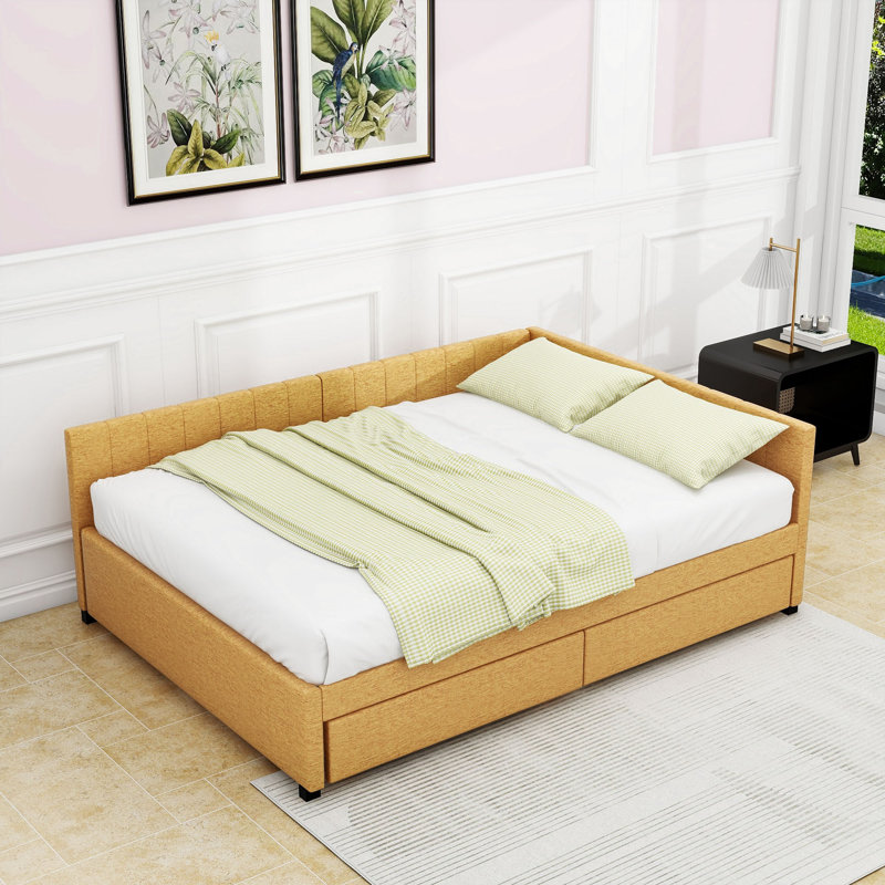 Full / Double Daybed With Two Drawers, Yellow