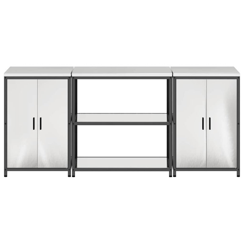  Kitchen Storage Set With Shelf 3 Pcs Sliver 210 X 50 X 92 Cm