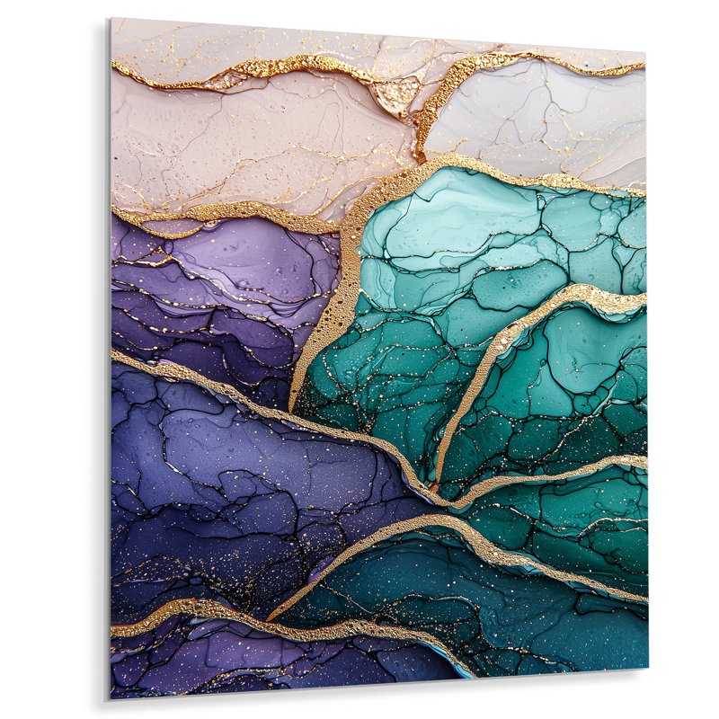 Geode River of Emerald and Agate II - Paysages, reproduction d'art sur métal, H 32 po x l 16 po x P 0,84 po