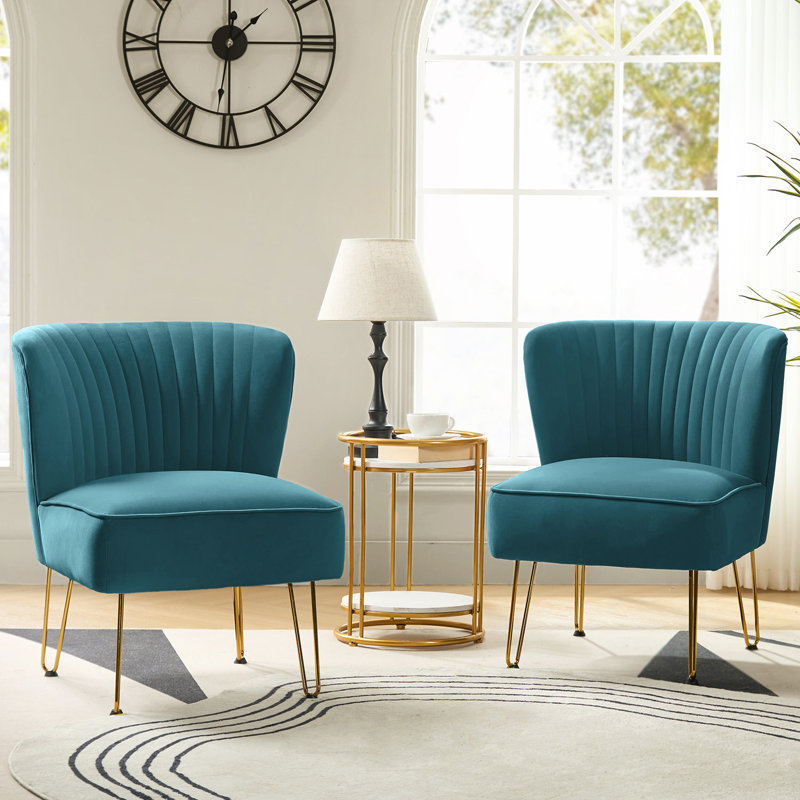 Euclid Velvet Side Chair, Blue Velvet