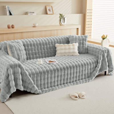 Housse pour coussin carré en fausse fourrure